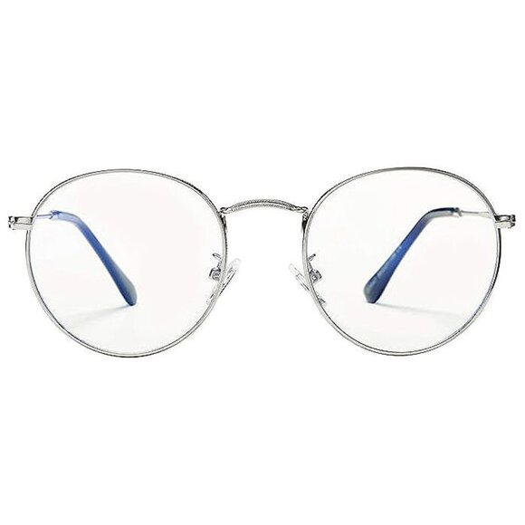 Accessories - Round Blue Light Glasses for Women Men A03 Silver (Blue Light Blocking Lens)